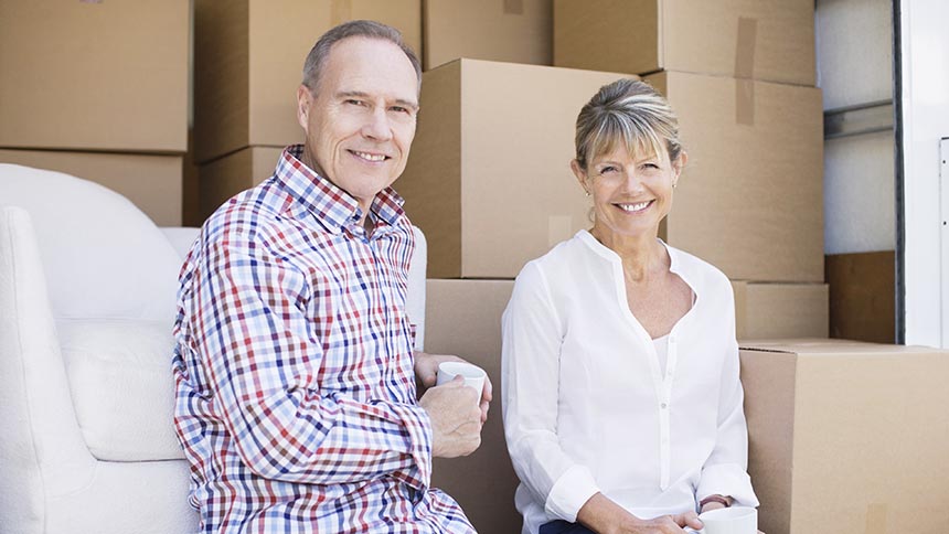 Couple in removals van